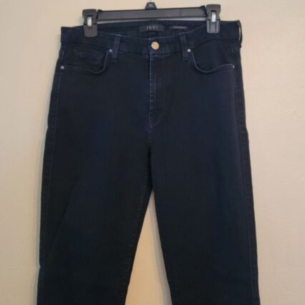 JEN7 7 For All Mankind RARE Black Shiny Coated Jeans Size 8